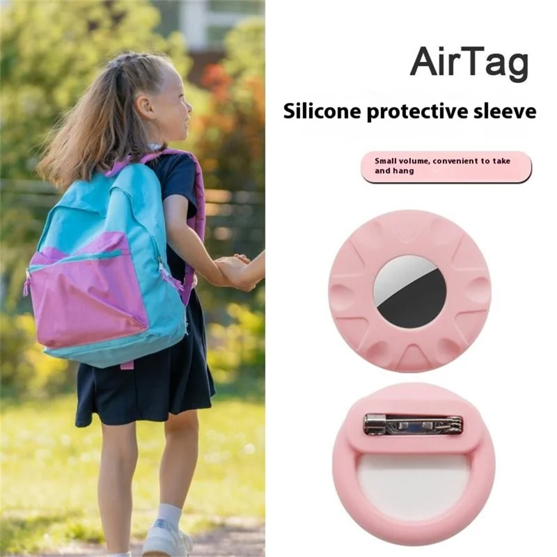For Apple AirTag Silicone Cover Bluetooth-compatible Tracker Protective Case Brooch Style - Mint Green