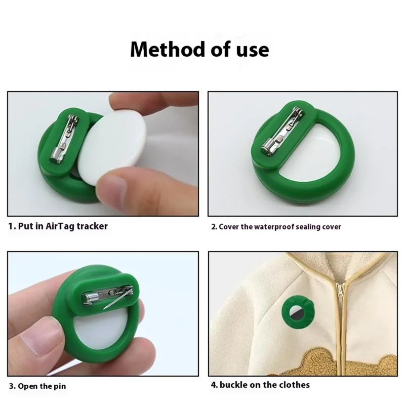 For Apple AirTag Silicone Cover Bluetooth-compatible Tracker Protective Case Brooch Style - Mint Green