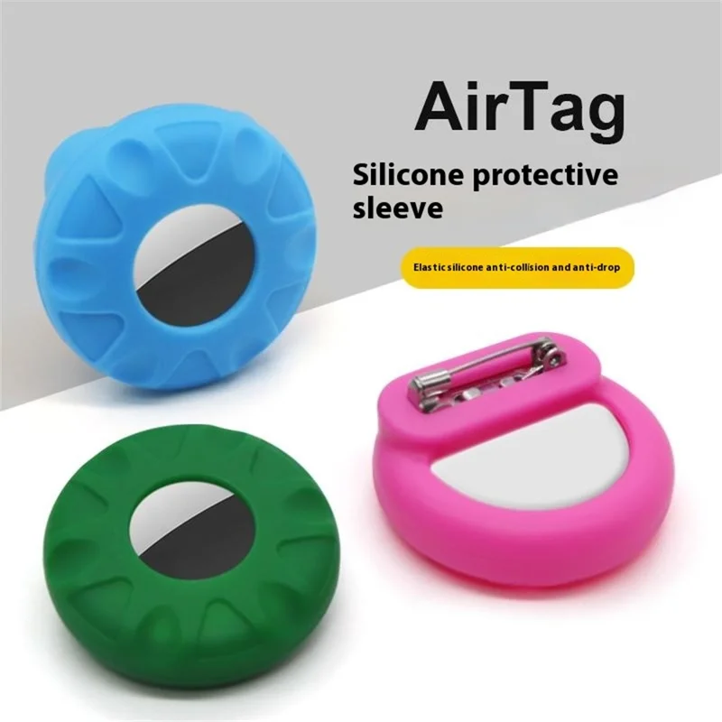 For Apple AirTag Silicone Cover Bluetooth-compatible Tracker Protective Case Brooch Style - Mint Green