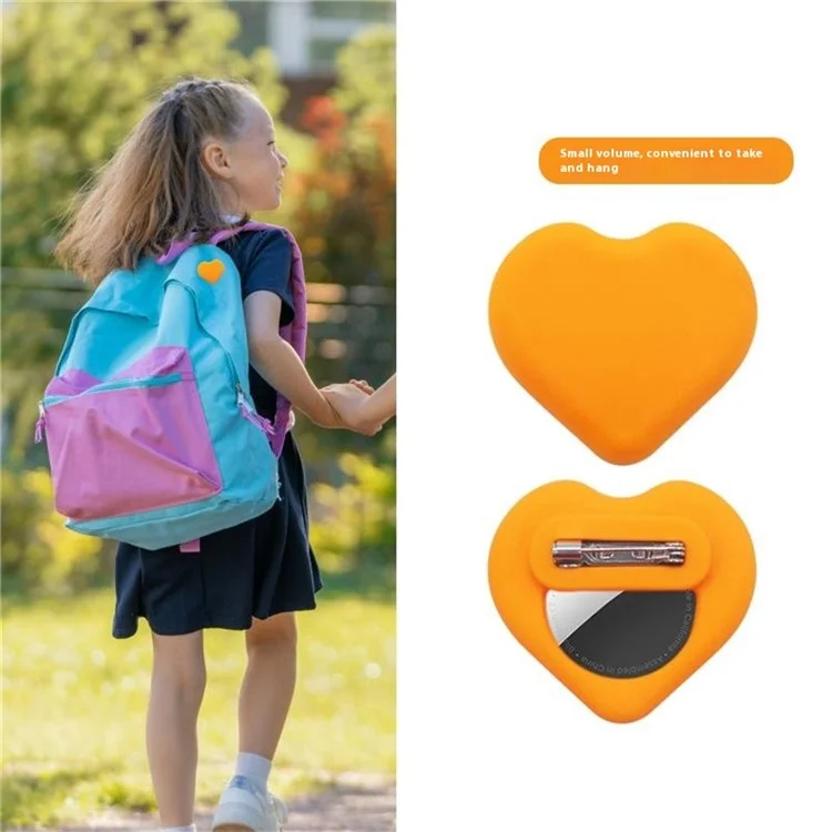 Étui en silicone en forme de cœur pour Apple AirTag, style broche, protecteur de traqueur Bluetooth - Blanc