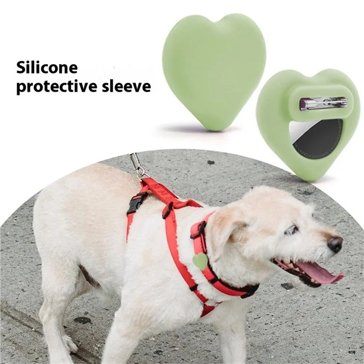 Étui en silicone en forme de cœur pour Apple AirTag, style broche, protecteur de traqueur Bluetooth - Blanc