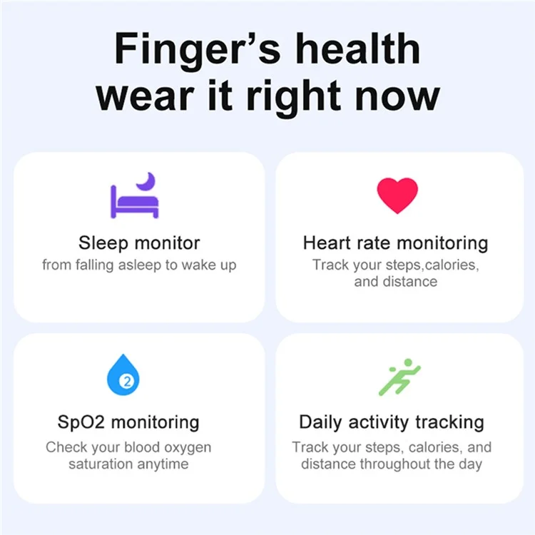 R03 Sleep Tracker Blood Oxygen Heart Rate Monitor Multifunction Smart Ring with Charging Case - Black  /  Size 7