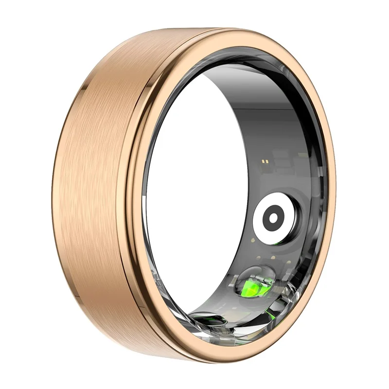 R03 Sleep Tracker Blood Oxygen Heart Rate Monitor Multifunction Smart Ring with Charging Case - Gold  /  Size 12