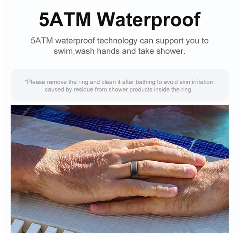 R03 Sleep Tracker Blood Oxygen Heart Rate Monitor Multifunction Smart Ring with Charging Case - Gold  /  Size 12