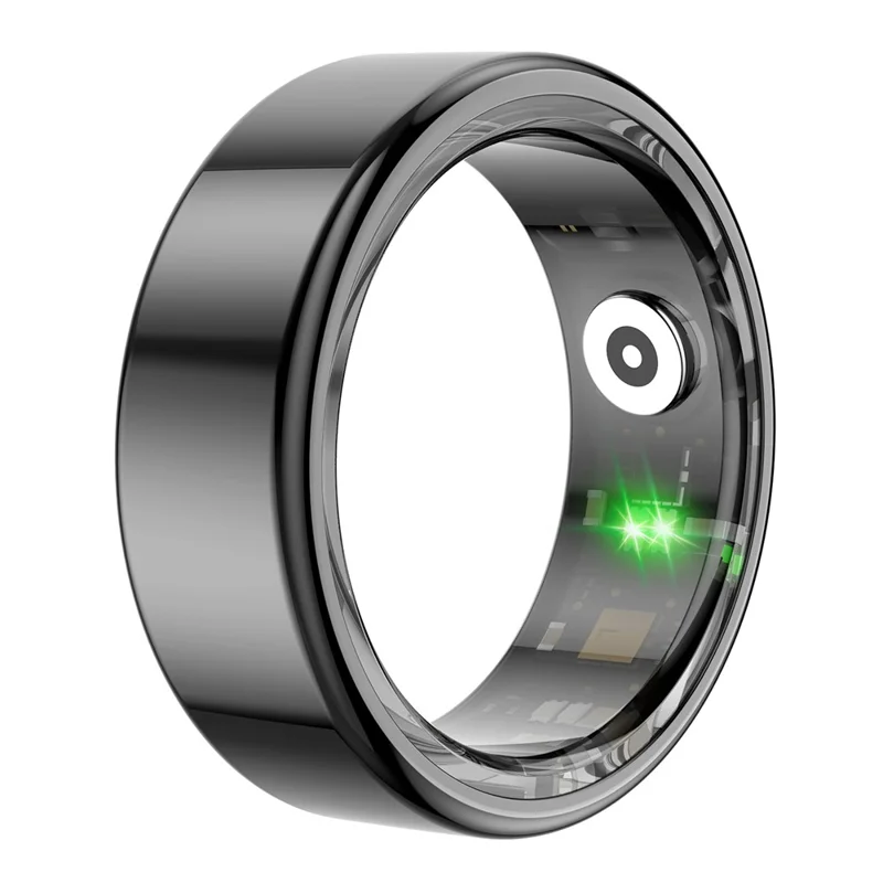 R02 IP68 Waterproof Sleep Tracker Blood Oxygen Heart Rate Monitor Smart Ring with Charging Case - Black  /  Size 9