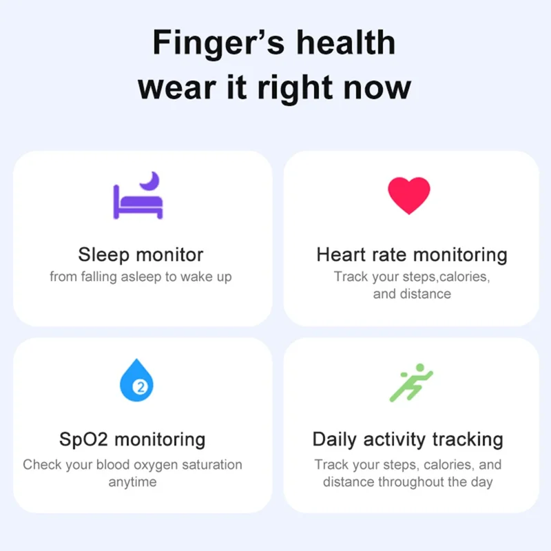 R06 5ATM Waterproof Aluminum Alloy Smart Ring Blood Oxygen Heart Rate Monitor with Charging Case - Black  /  Size 9