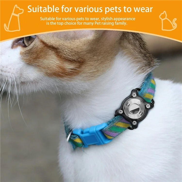 Funda protectora antiabandono para AirTag, collar para mascotas, rastreador Bluetooth impermeable con campana - Negro