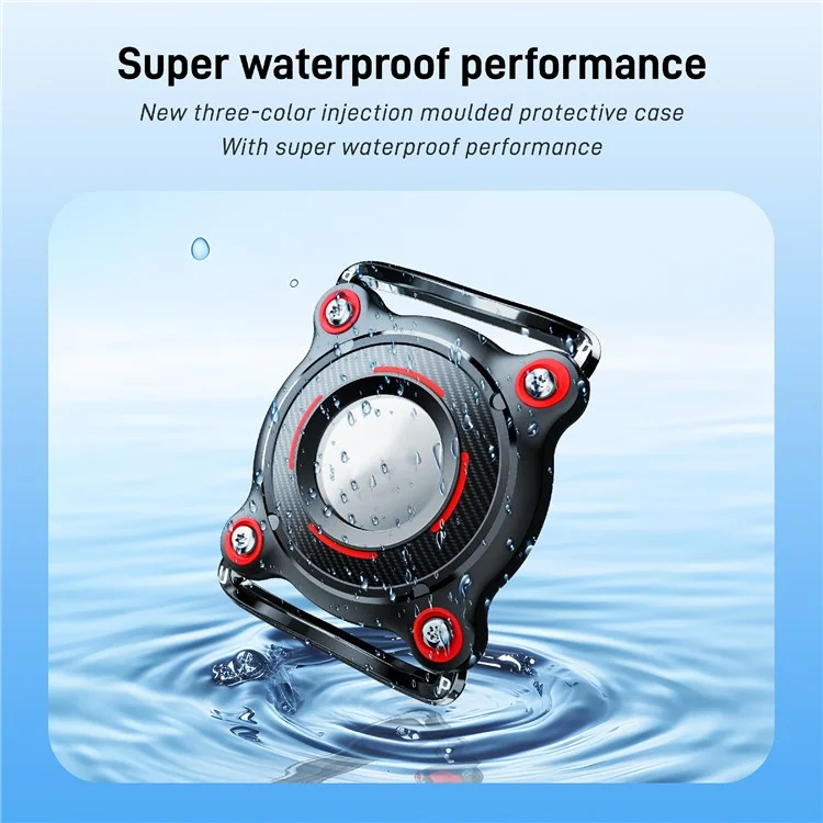 Funda protectora de dos colores para AirTag, collar de mascota pequeña, rastreador Bluetooth a prueba de agua con campana - Negro+Rojo