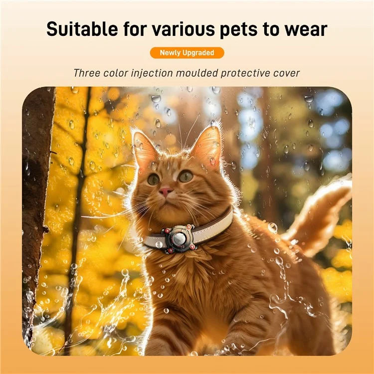 Funda protectora de dos colores para AirTag, collar de mascota pequeña, rastreador Bluetooth a prueba de agua con campana - Negro+Rojo