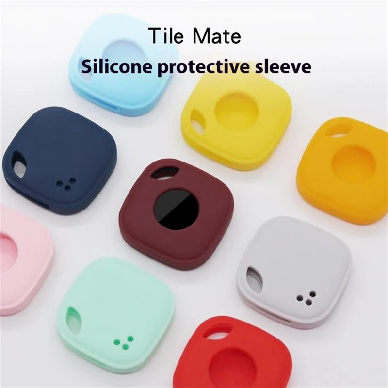For Tile Mate (2024) Silicone Case Bluetooth-compatible Tracker Protective Cover with Keychain - Pink