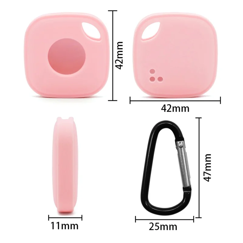For Tile Mate (2024) Silicone Case Bluetooth-compatible Tracker Protective Cover with Keychain - Pink