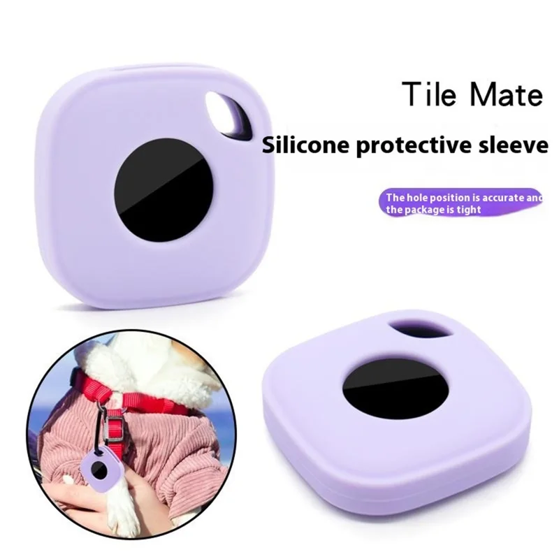 For Tile Mate (2024) Silicone Case Bluetooth-compatible Tracker Protective Cover with Keychain - Pink