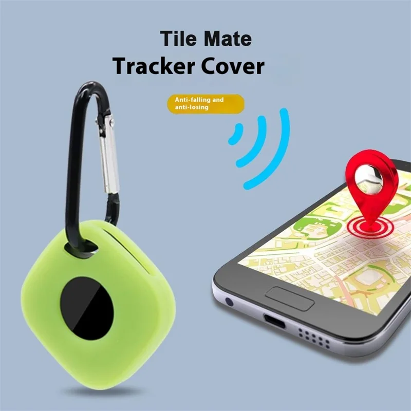 For Tile Mate (2024) Silicone Case Bluetooth-compatible Tracker Protective Cover with Keychain - Yellow