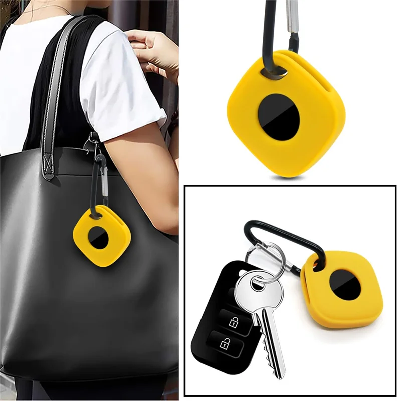 For Tile Mate (2024) Silicone Case Bluetooth-compatible Tracker Protective Cover with Keychain - Yellow