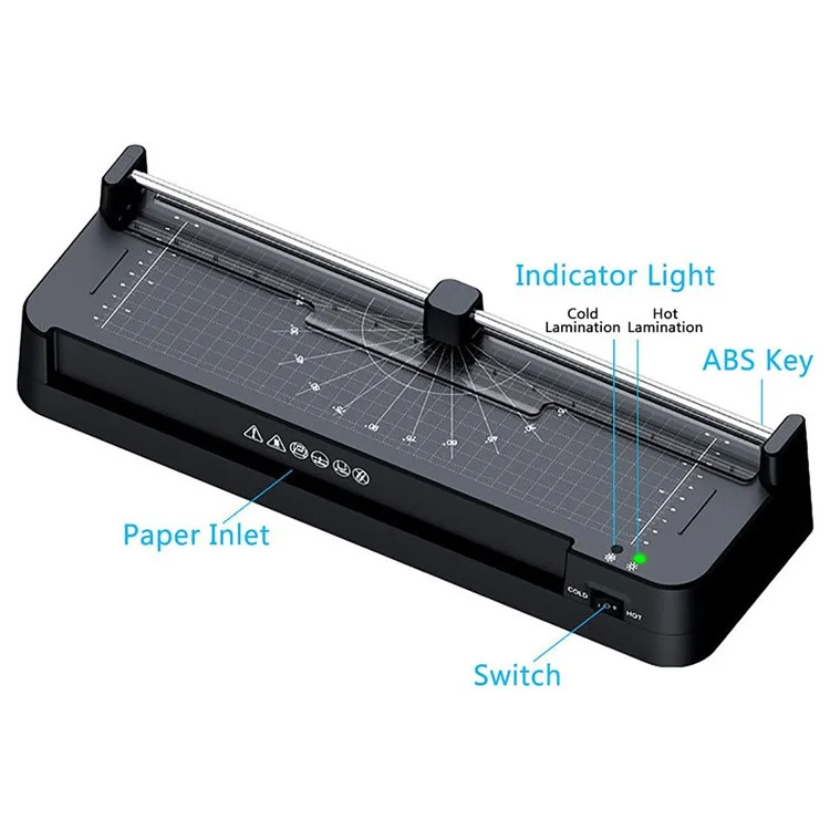 Laminatore FN337 A3 a riscaldamento rapido per foto, documenti, menu con pellicole A3, A4, A5, A6, tagliacantoni e perforatore - Spina USA