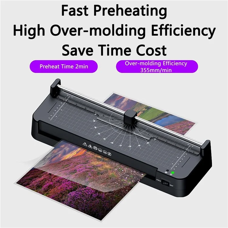 Laminatore FN337 A3 a riscaldamento rapido per foto, documenti, menu con pellicole A3, A4, A5, A6, tagliacantoni e perforatore - Spina USA