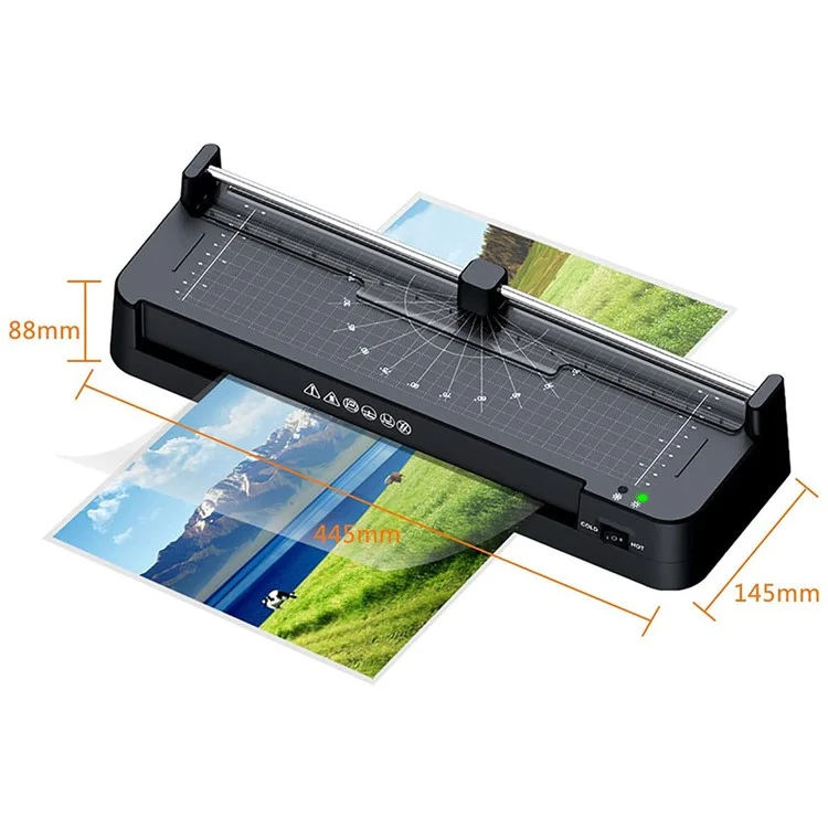 Laminatore FN337 A3 a riscaldamento rapido per foto, documenti, menu con pellicole A3, A4, A5, A6, tagliacantoni e perforatore - Spina USA