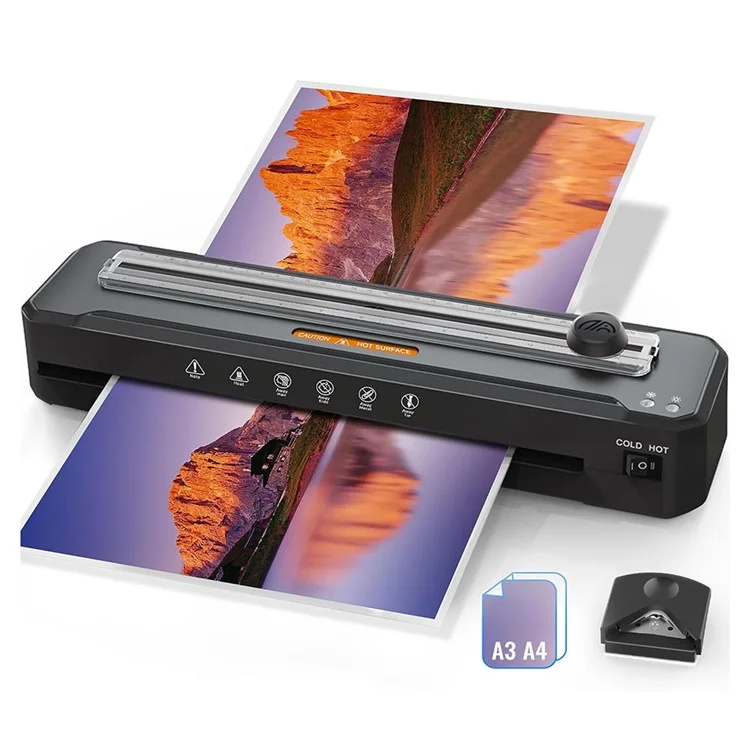 FANGNUO FNL007 A3 Laminator Hot Cold Photo Document Laminating Machine with 40 Films and Round Corner Cutter - US Plug