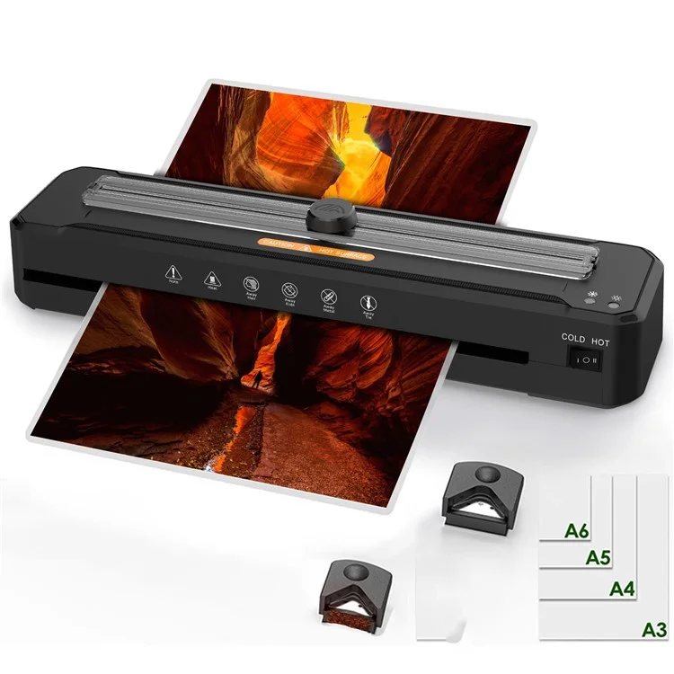 FANGNUO FNL007 A3 Laminator Hot Cold Photo Document Laminating Machine with 40 Films and Round Corner Cutter - US Plug