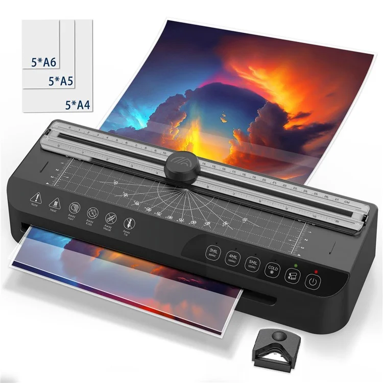FNL008 Laminiergerät für Zuhause und Büro, Smart A4, Laminiermaschine mit A4, A5, A6 Folien und Eckenrunder - US-Stecker