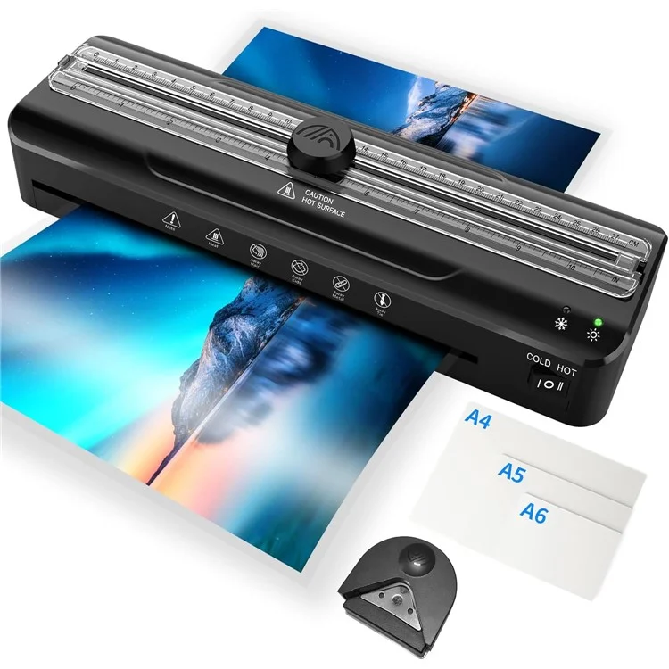 Laminadora FNL009 A4 Multifuncional Dispositivo de Laminación de Documentos Fotográficos con Películas A4 A5 A6 y Redondeador de Esquinas - Enchufe para EE. UU.