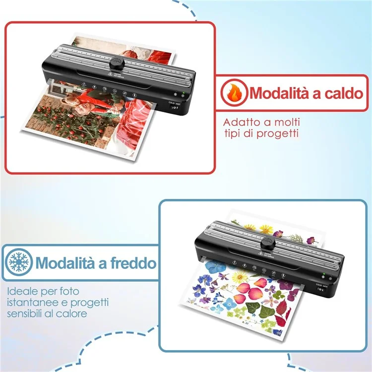 Laminadora FNL009 A4 Multifuncional Dispositivo de Laminación de Documentos Fotográficos con Películas A4 A5 A6 y Redondeador de Esquinas - Enchufe para EE. UU.