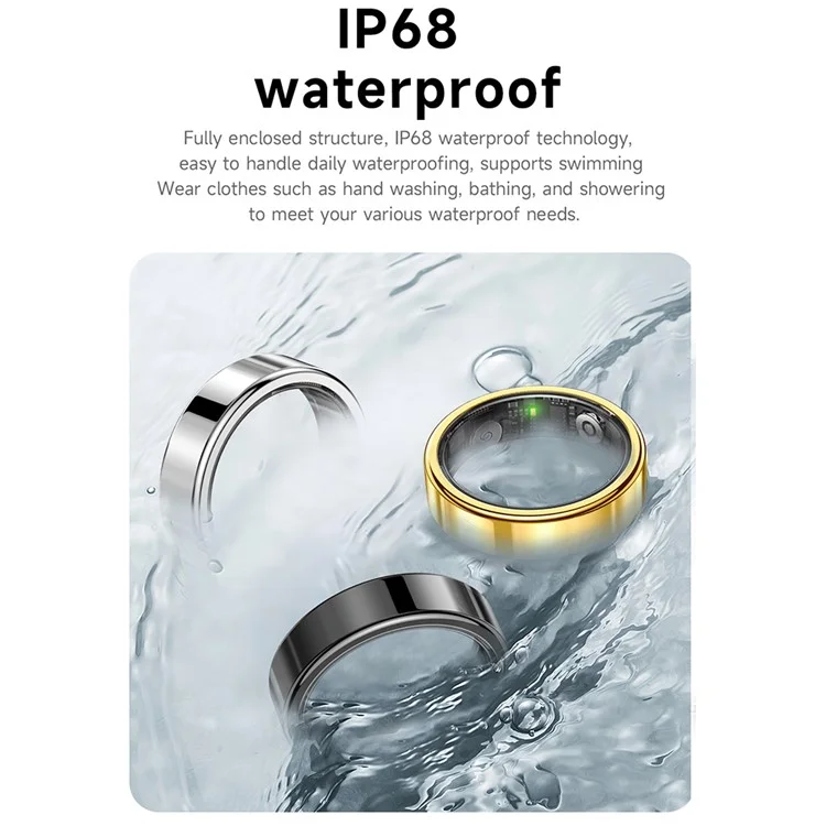 SR09 Blut-Sauerstoff-Herzfrequenz-Gesundheitsüberwachungs-Smartring Sporttracker-Ring (magnetisches Ladekabel) - Leuchtend Silber / Größe 8