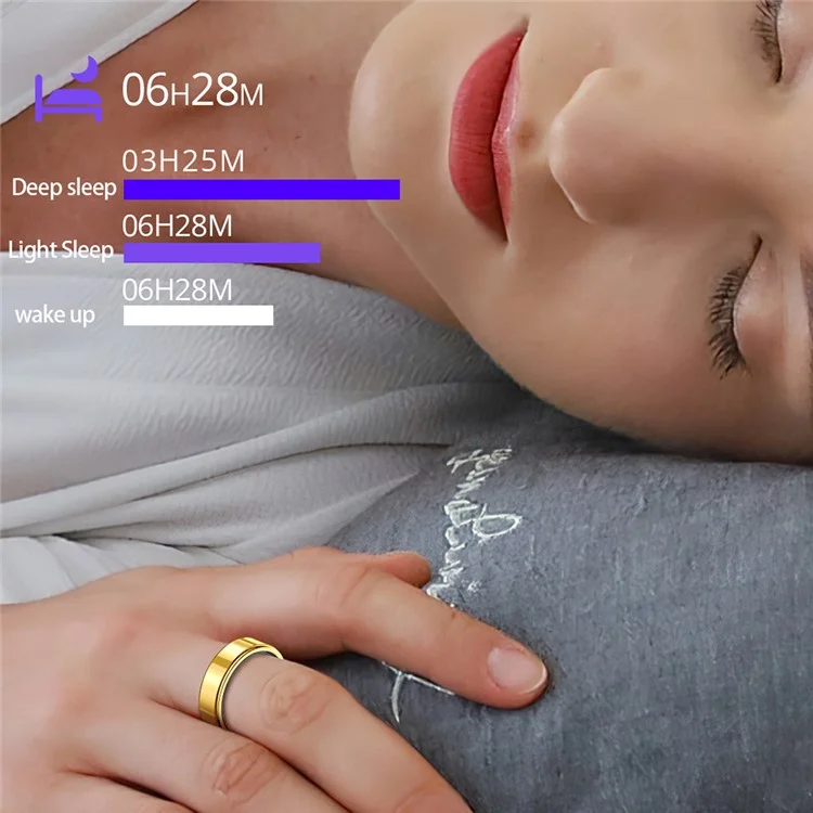 SR09 Blut-Sauerstoff-Herzfrequenz-Gesundheitsüberwachung Smart Ring Sporttracker Ring mit Ladecase - Helles Silber / Größe 8