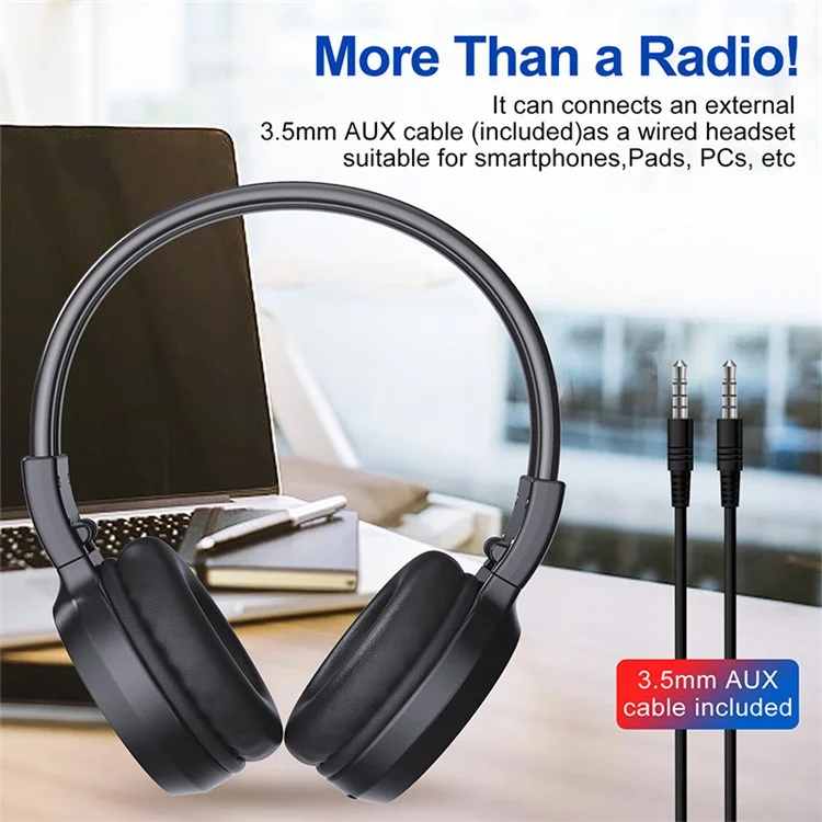 Fones de ouvido com rádio FM F4 Over Ear, recarregáveis, dobráveis, com fio e display LCD