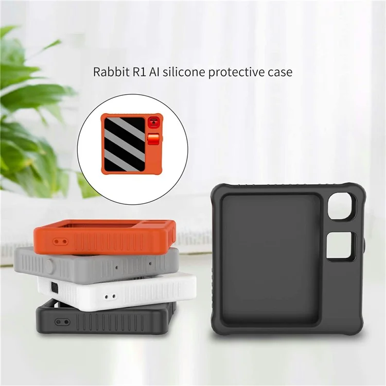 Custodia protettiva in silicone per Rabbit R1 AI Device Pocket Handheld Computer Anti Drop - Nero