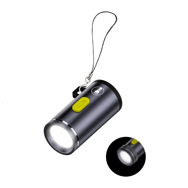 Portable Mini Flashlight Power Bank Type-C Rechargeable LED Work Light For Outdoor  /  Home Emergency Use - Dark Grey