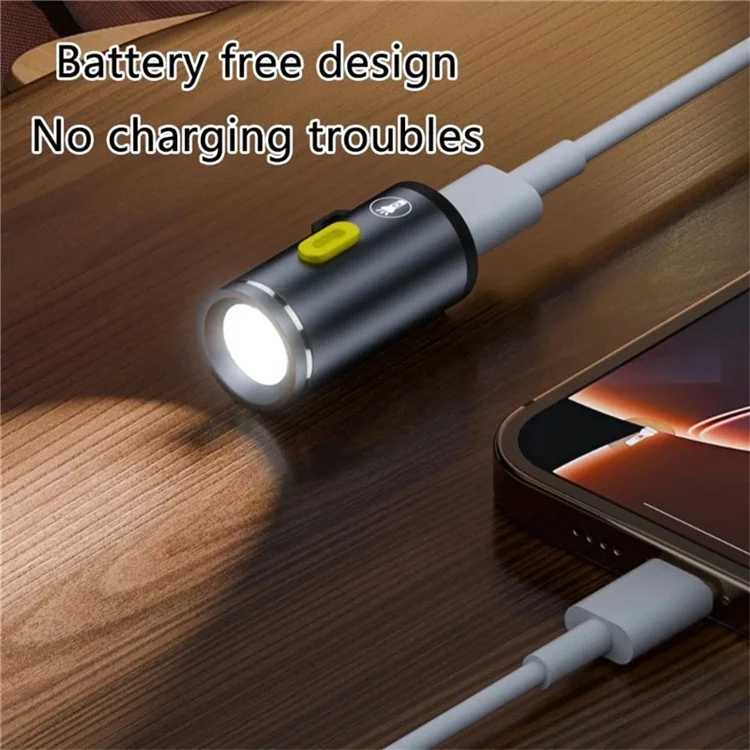 Portable Mini Flashlight Power Bank Type-C Rechargeable LED Work Light For Outdoor  /  Home Emergency Use - Dark Grey
