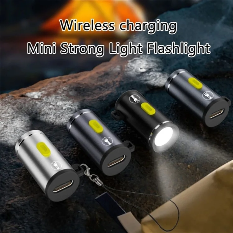 Portable Mini Flashlight Power Bank Type-C Rechargeable LED Work Light For Outdoor  /  Home Emergency Use - Dark Grey