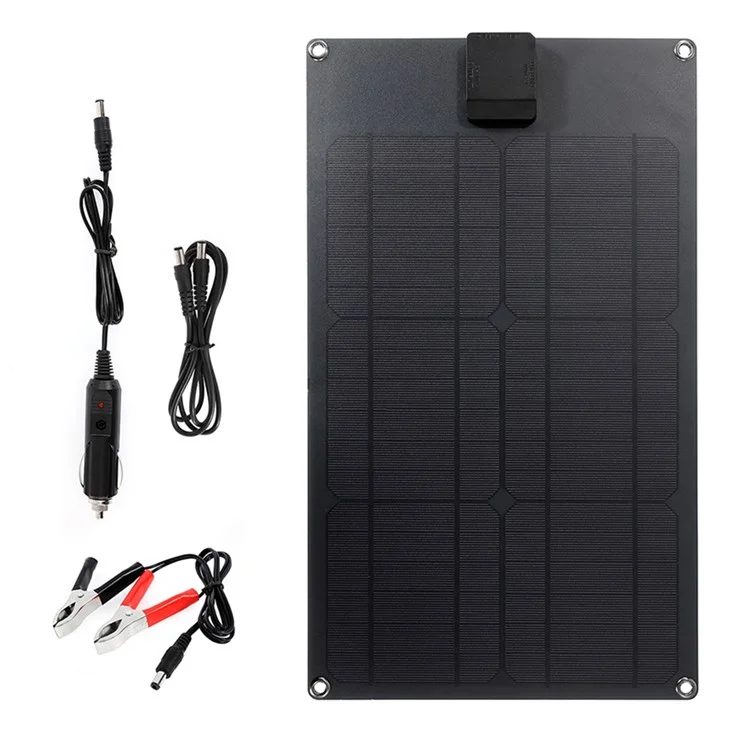 Chargeur solaire GKM470-280B Panneau de charge solaire en silicium monocristallin 25W Sortie USB / DC