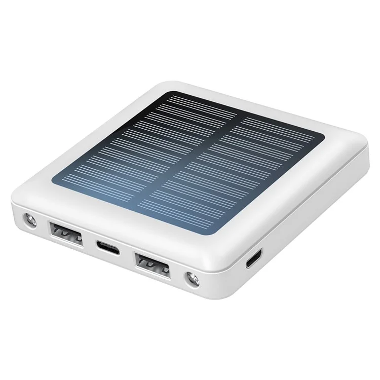 P96S Outdoor Emergency Solar Power Bank 5000mAh Portable Charger with Flashlight - White