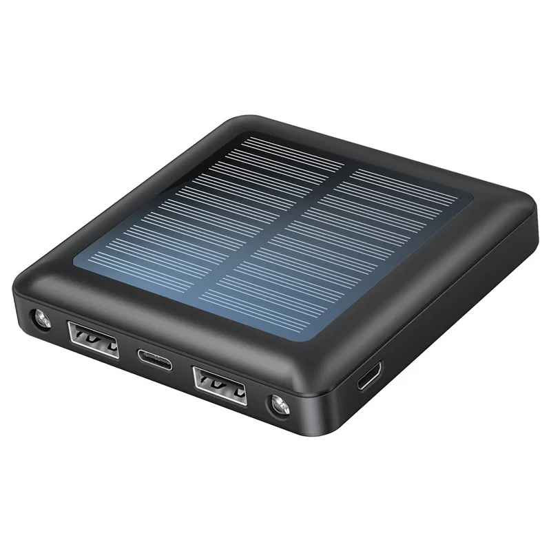 P96S Outdoor Emergency Solar Power Bank 5000mAh Portable Charger with Flashlight - Black
