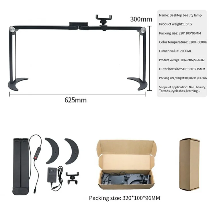 M21X 35W Schreibtisch-Standleuchte Nagelkunst Lampe Beauty Tattoo Augenbrauen Wimpern Arbeitsplatz Licht - Schwarz / US-Stecker