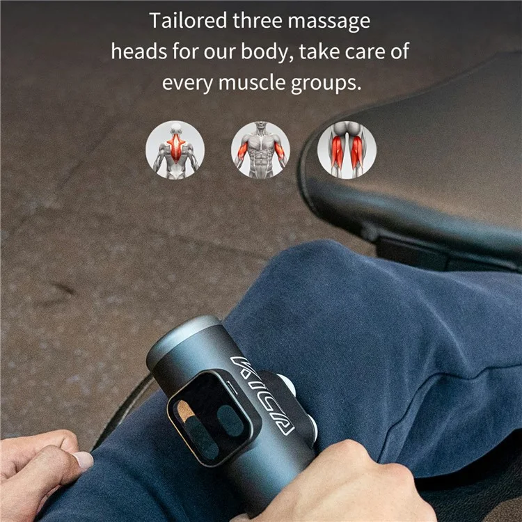 KICA 3 Dualer Kopf Fitness Mini Faltbare Muskel-Entspannungs-Massagepistole Faszien-Massagegerät - Grau