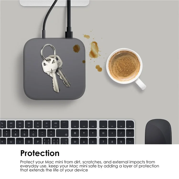 GS112601 For Mac Mini M4  /  M4 Pro Computer Dust Cover Anti Drop Silicone Protective Case - Transparent Black