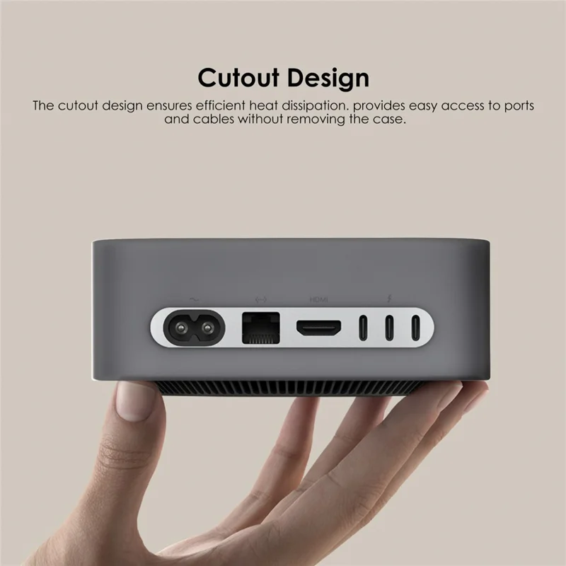 GS112601 For Mac Mini M4  /  M4 Pro Computer Dust Cover Anti Drop Silicone Protective Case - Transparent Black