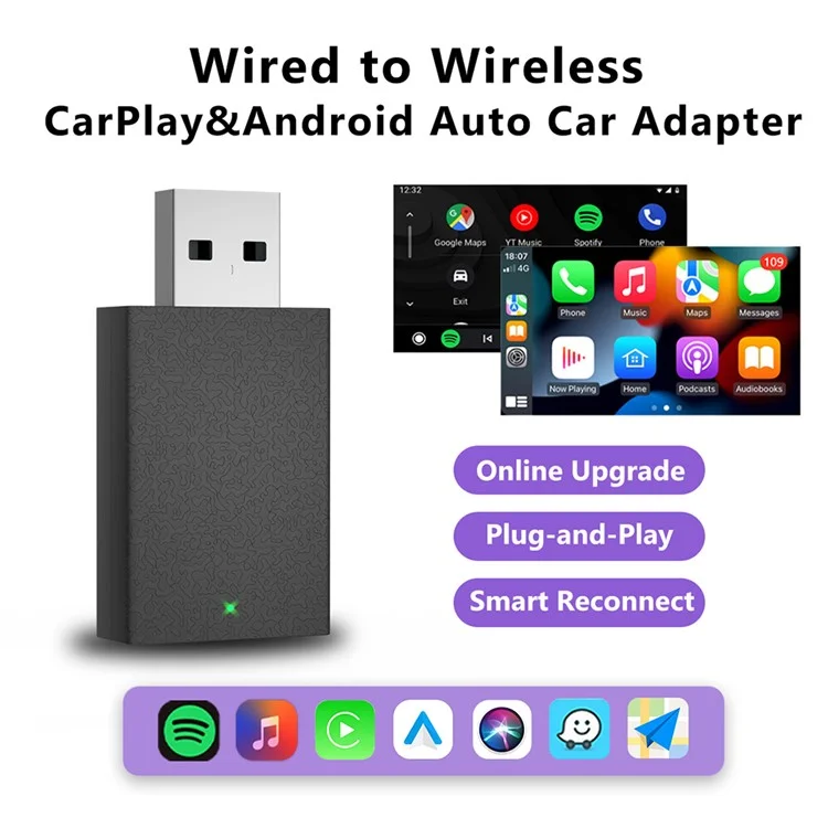 PL1 PRO Adaptador de Conversión Mini de Conexión Directa a Inalámbrico para Android Auto CarPlay
