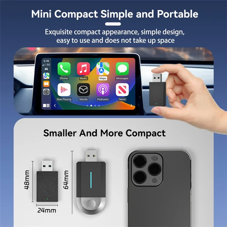 PL1 PRO Adaptador de Conversión Mini de Conexión Directa a Inalámbrico para Android Auto CarPlay