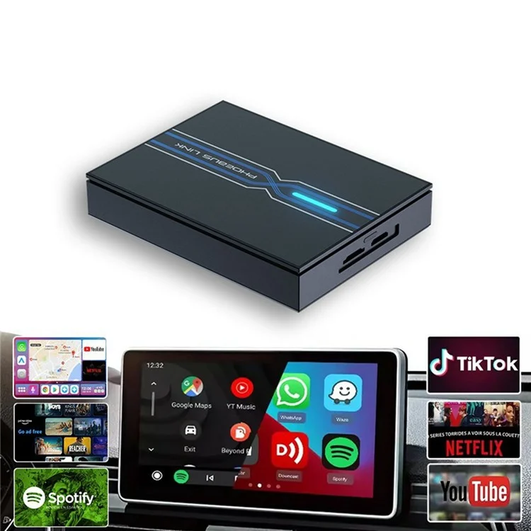 GT7 3 In 1 Wireless Smart Car Adapter Bluetooth-compatible + WiFi CarPlay Android Auto Box 8 + 128GB