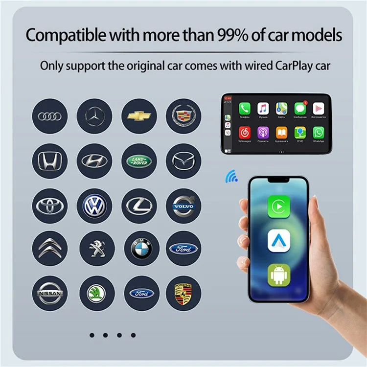 Adaptateur sans fil FB3 Car Play pour systèmes de voiture filaires Bluetooth 5.0 WiFi 5,8G Processeur Quad-Core A53