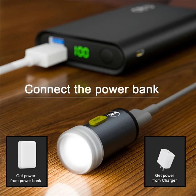 PW-055 2Pcs 210 Lumens USB C Mini LED Flashlight Interior Atmosphere Lighting Torch for Outdoor Walking Cycling