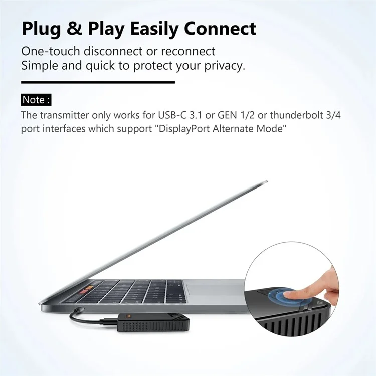 BOVBOX 091-TC USB-C Drahtloser Sender und Empfänger Video-Verlängerung für Telefon / Computer / Projektor - US-Stecker