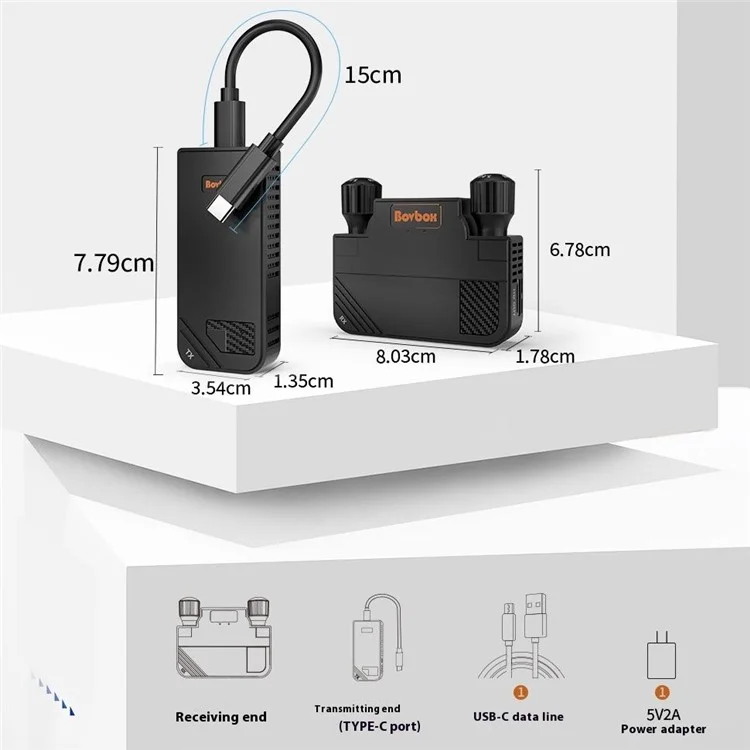 BOVBOX 091-TC USB-C Drahtloser Sender und Empfänger Video-Verlängerung für Telefon / Computer / Projektor - US-Stecker
