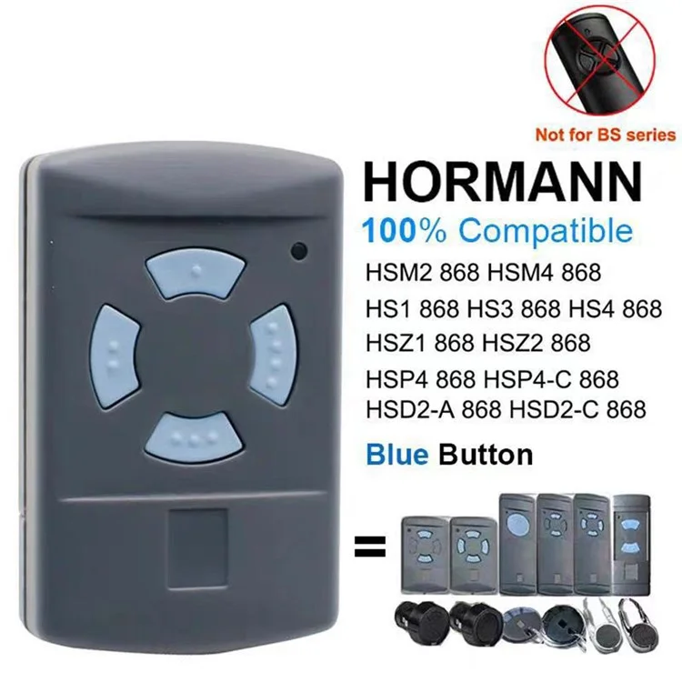 Mando a distancia para puerta de garaje de 4 botones compatible con HORMANN HSM4 HSM2 868MHz, cloneable con código fijo