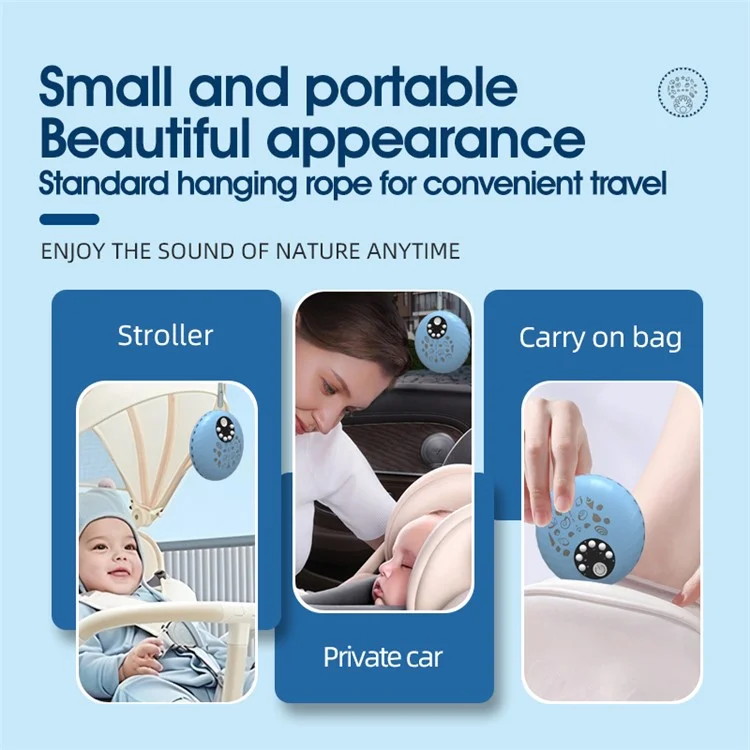 A1 Shell Design Baby Night Light Rechargeable White Noise Sleep Aid Machine - Blue
