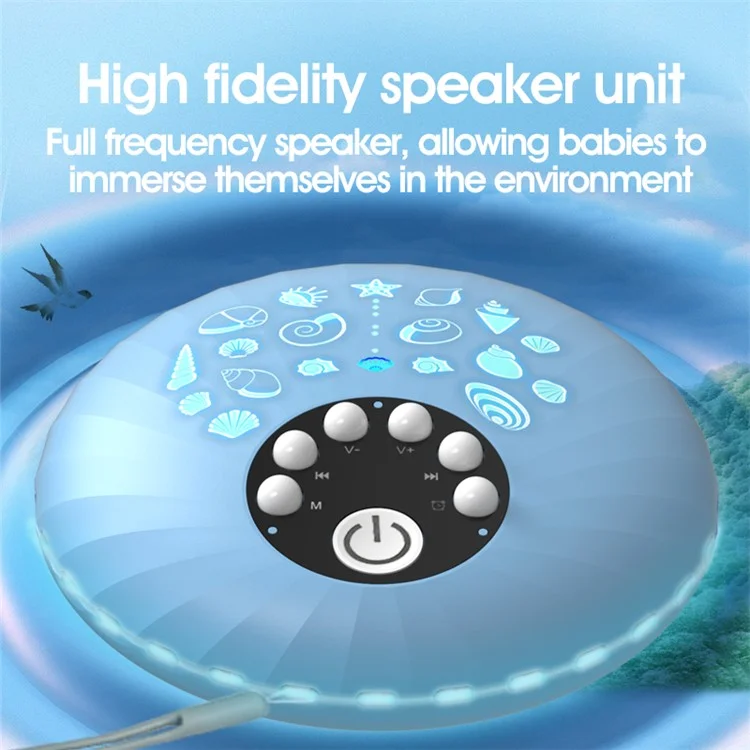 A1 Shell Design Baby Night Light Rechargeable White Noise Sleep Aid Machine - Blue